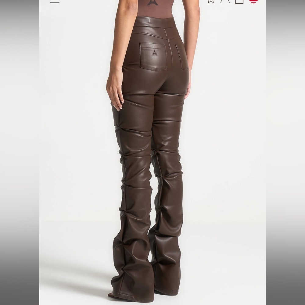 New Tacked Leather‎ Flared Trousers - Brown - Picture 5 of 8
